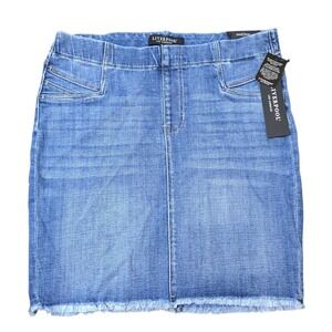 Liverpool Los Angeles Denim Skirt Frayed Hem Pull‎ On Waist Size 10/30